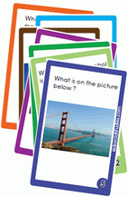 Deck of Cards to teach kids about the Gold Gate Brigde. Each card contains several answer options. Download for free.