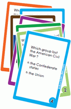 The American civil war and reconstruction. Flash cards with questions for kids
