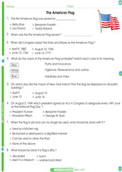 Worksheet for kids about the American flag. pdf