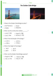 The Golden Gate Bridge worksheet for kids pdf.