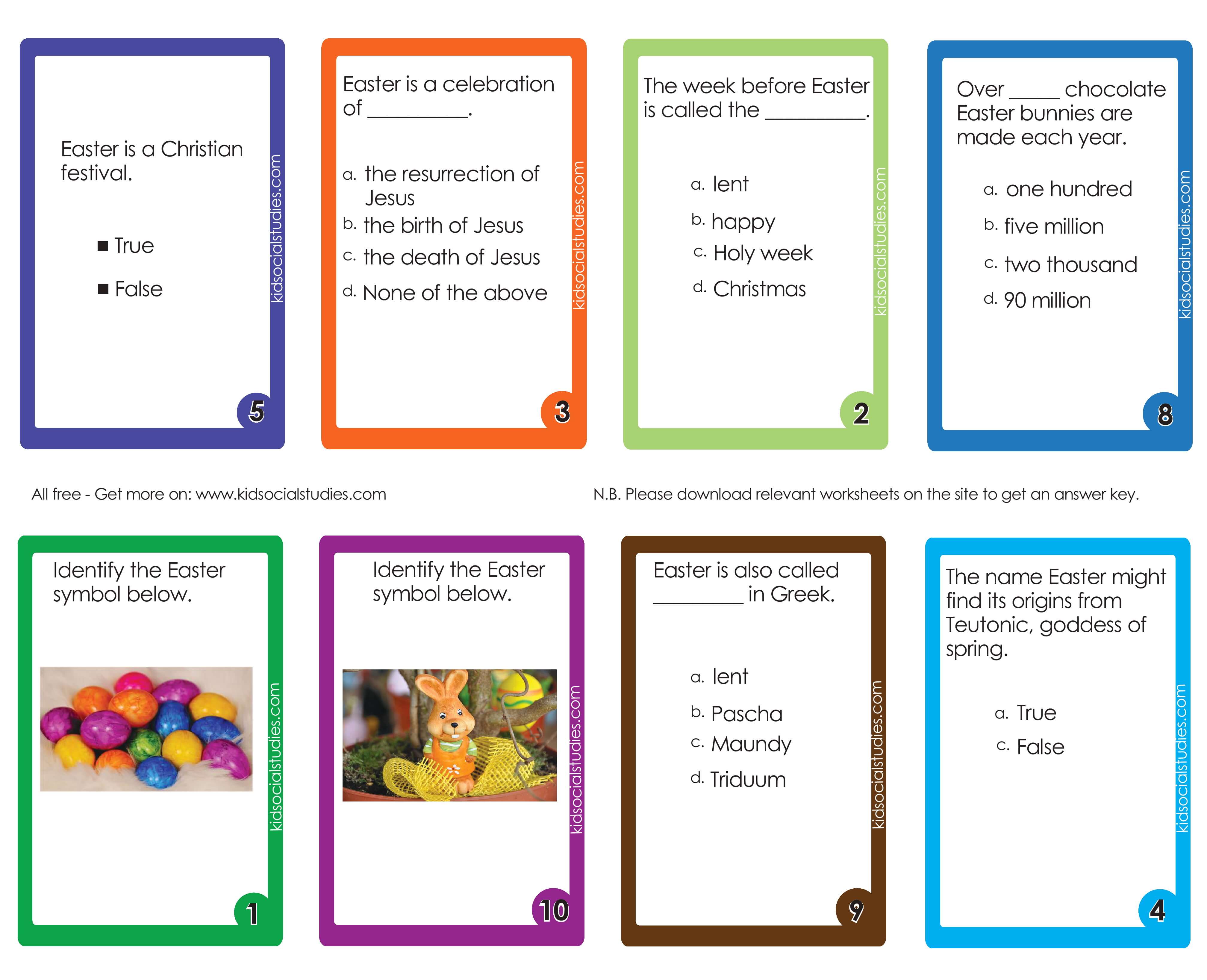 Easter day celebrations, some quick facts about this even. Review with flash cards.  