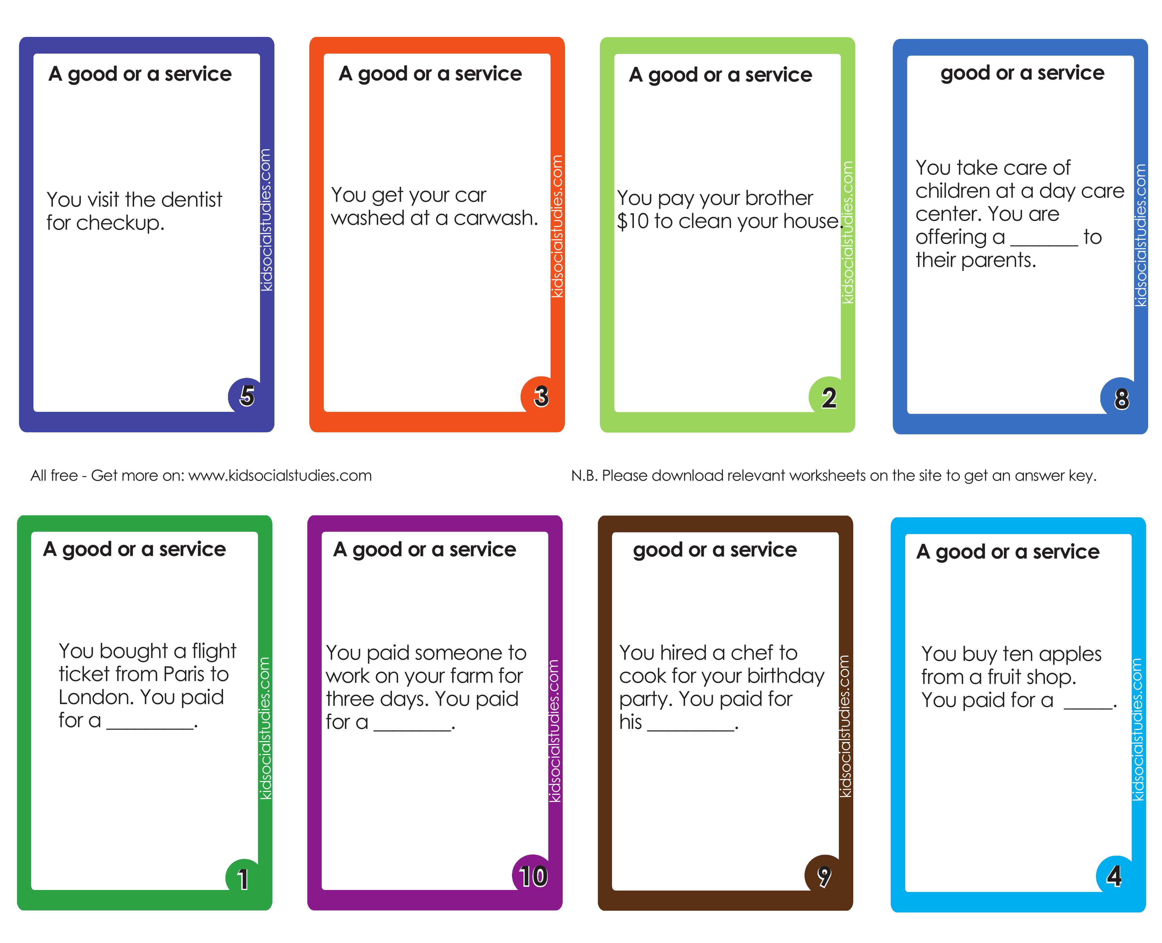 Flash cards to teach kids how to distinguish between goods and services. pdf free downloads