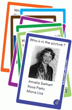 Amelia Earhart flash cards. Teach kids about the first female pilot to fly solo across the Atlantic Ocean.