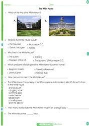 The White House Worksheet For Kids. With answer key