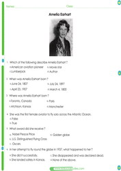 Amelia Earhart Worksheet pdf download for kids. Learn about the female aviation pioneer